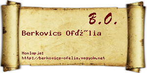 Berkovics Ofélia névjegykártya